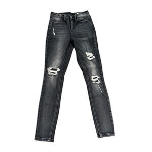 Bridge By Gly Curvy High-Rise Black Skinny Stretch Distressed Jeans Women's 24